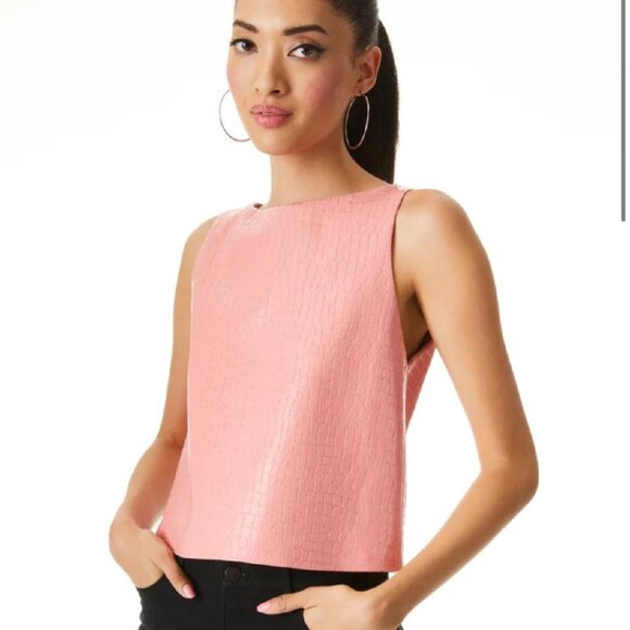 alice & olivia AMAL VEGAN CROC BOXY TANK (Size 0) - Picture 3 of 7
